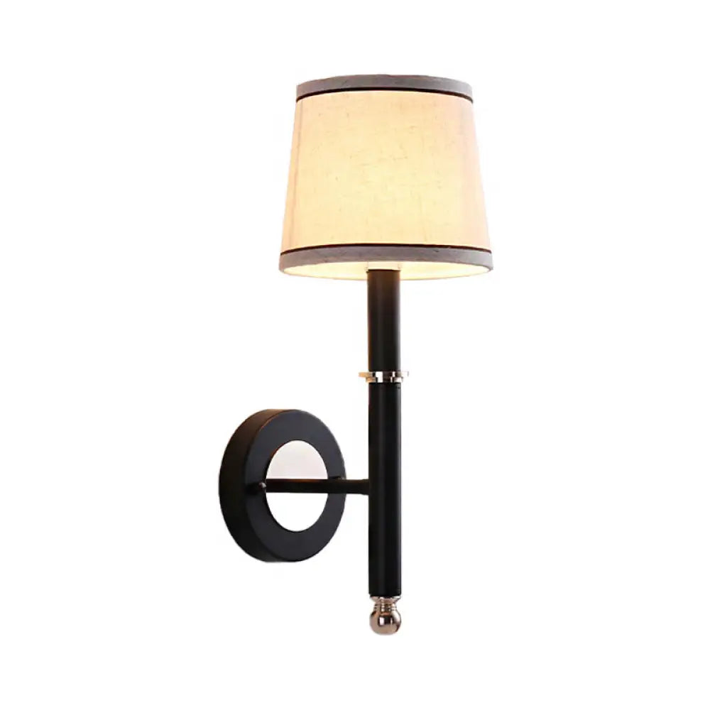 DecorBites™ Minimalist Metallic Wall Sconce Light, 1-Light, Black/Flaxen, for Bedroom - 16"/18.5" Cone Wall Mount Lighting