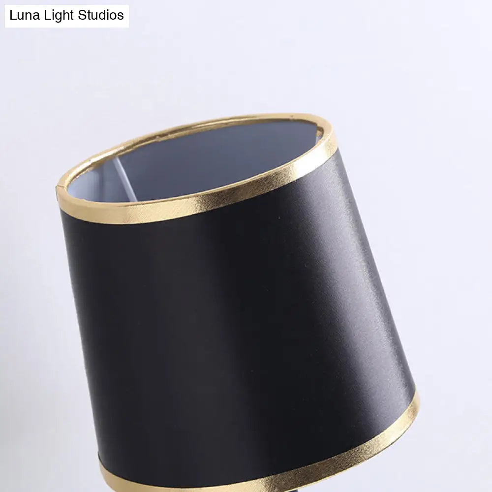 DecorBites™ Minimalist Metallic Wall Sconce Light, 1-Light, Black/Flaxen, for Bedroom - 16"/18.5" Cone Wall Mount Lighting