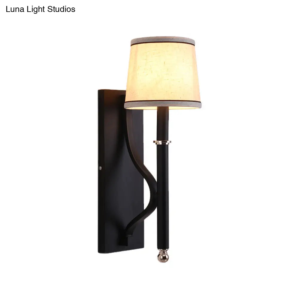 DecorBites™ Minimalist Metallic Wall Sconce Light, 1-Light, Black/Flaxen, for Bedroom - 16"/18.5" Cone Wall Mount Lighting