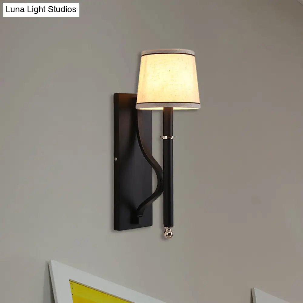 DecorBites™ Minimalist Metallic Wall Sconce Light, 1-Light, Black/Flaxen, for Bedroom - 16"/18.5" Cone Wall Mount Lighting