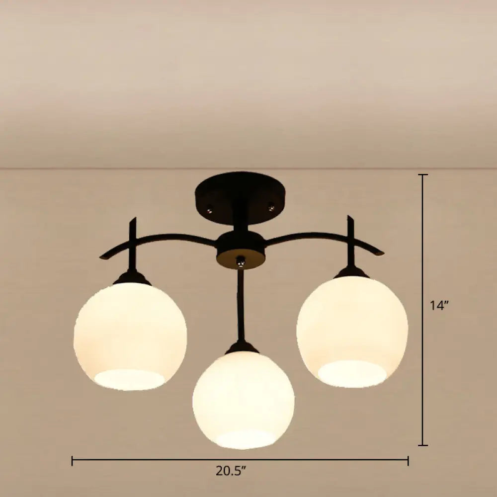 DecorBites™ Minimalist Opal Glass Flush Light in Black for Living Room Ceiling