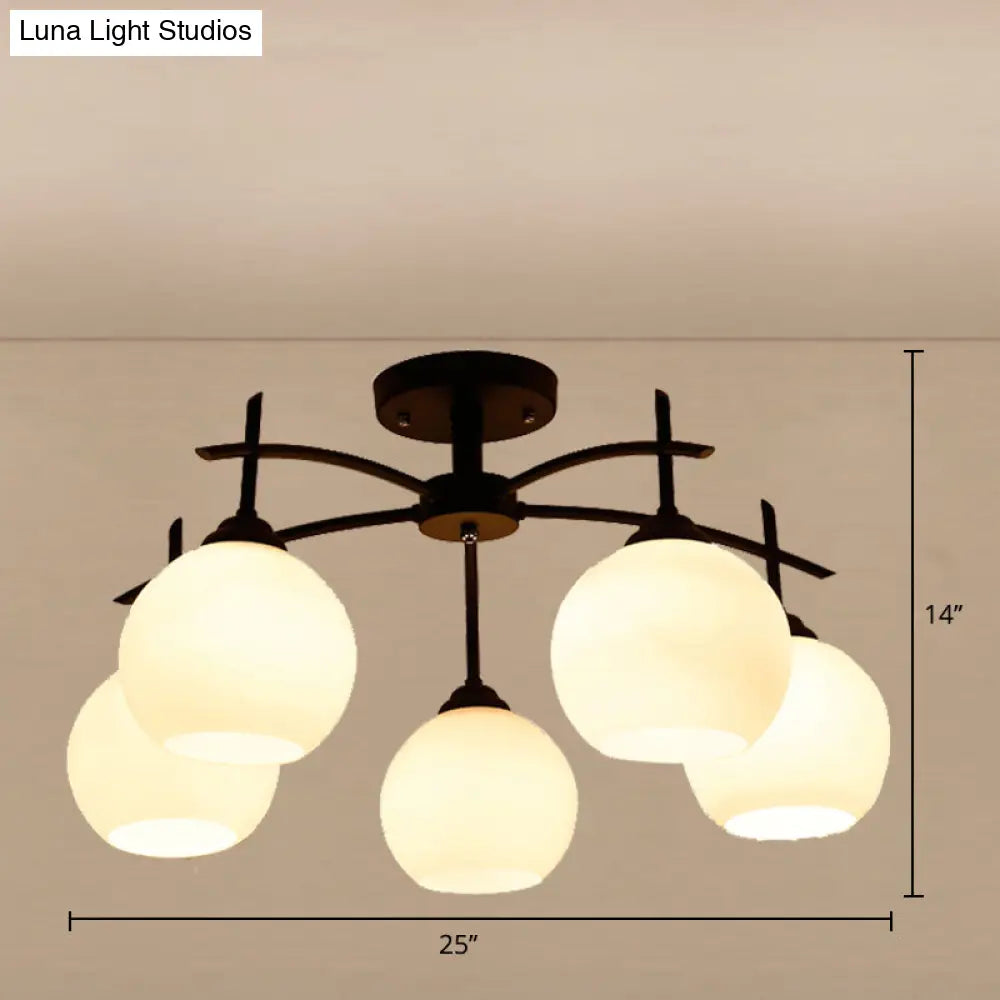 DecorBites™ Minimalist Opal Glass Flush Light in Black for Living Room Ceiling