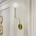 DecorBites™ Minimalist Opal Glass Wall Sconce with Long Curved Arm - Single Bulb Lamp in Black/Gold