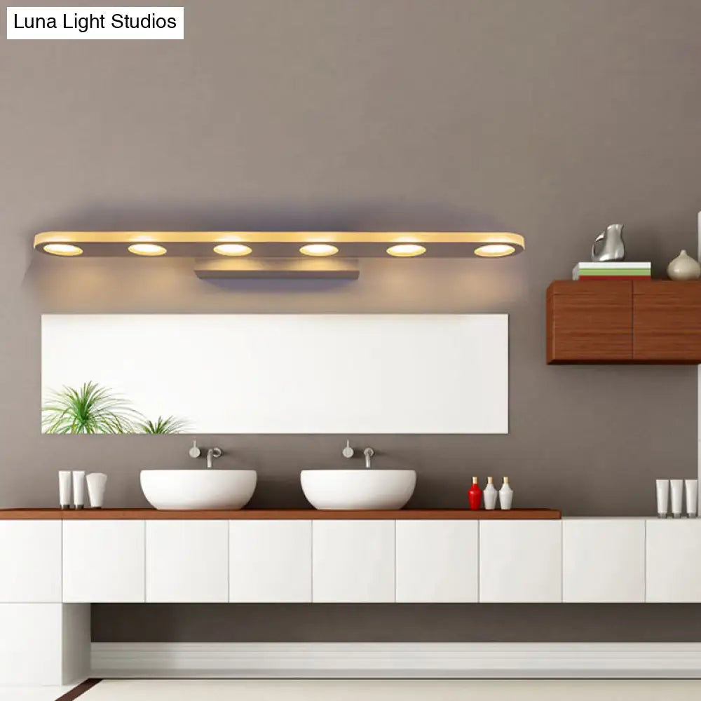DecorBites™ Minimalist Oval Acrylic Vanity Light with 4/6 Bulbs in Warm/White - 15"/23" Length and White Finish