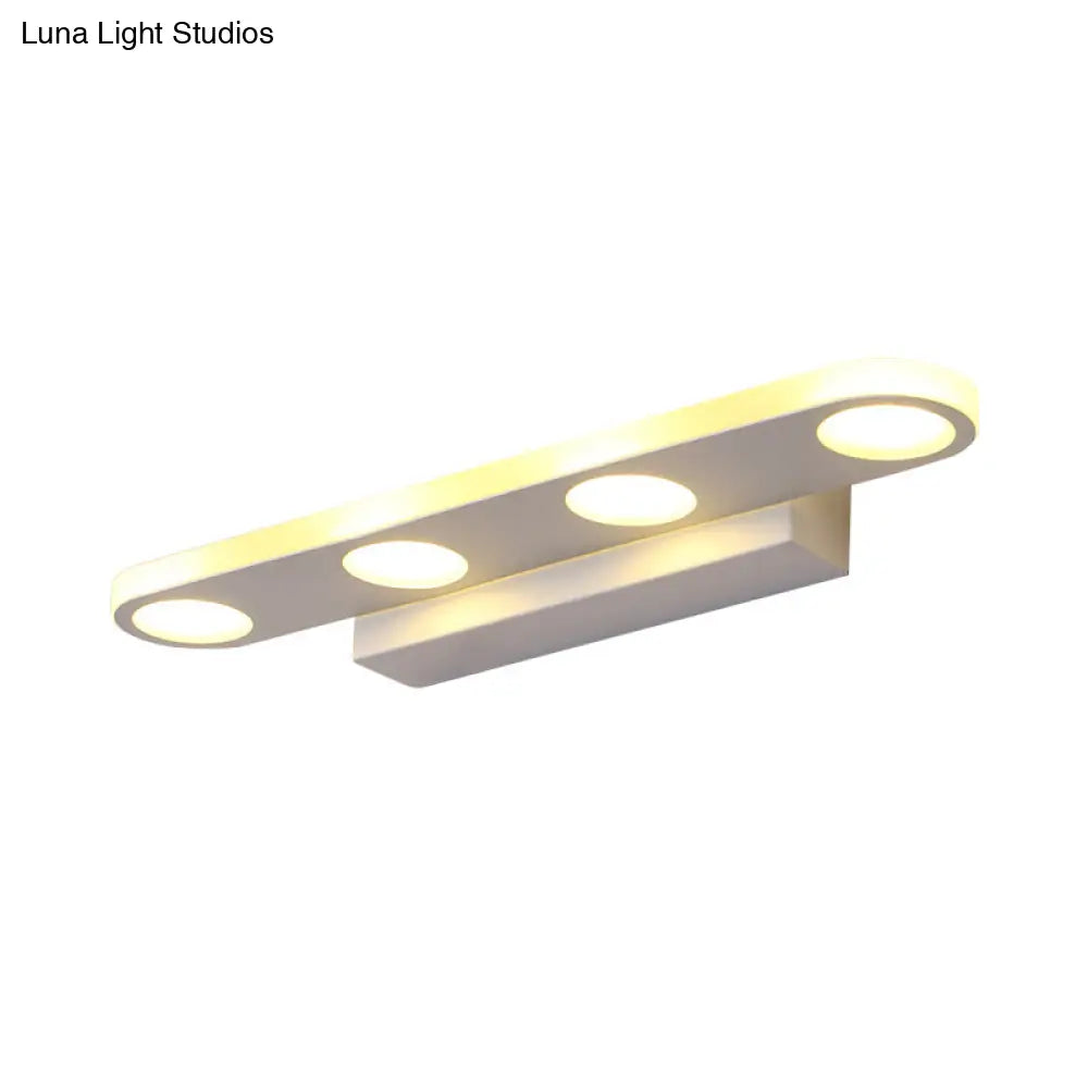 DecorBites™ Minimalist Oval Acrylic Vanity Light with 4/6 Bulbs in Warm/White - 15"/23" Length and White Finish