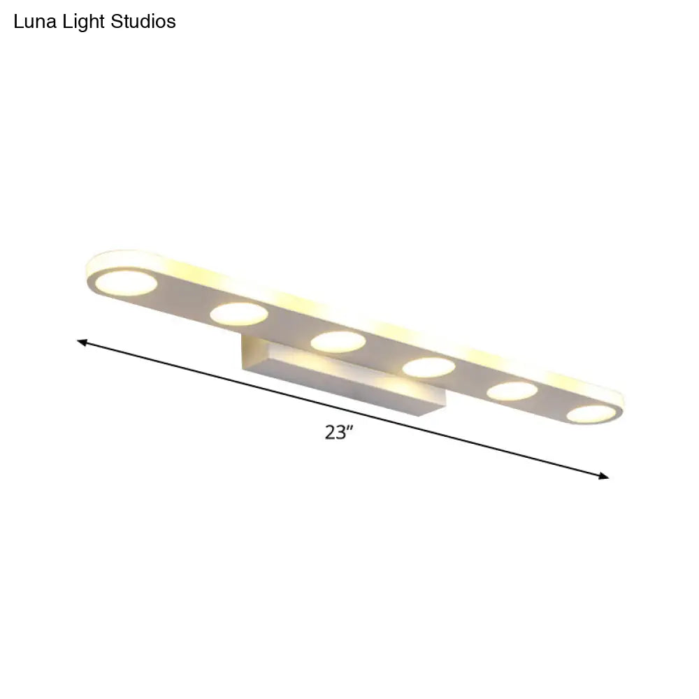 DecorBites™ Minimalist Oval Acrylic Vanity Light with 4/6 Bulbs in Warm/White - 15"/23" Length and White Finish