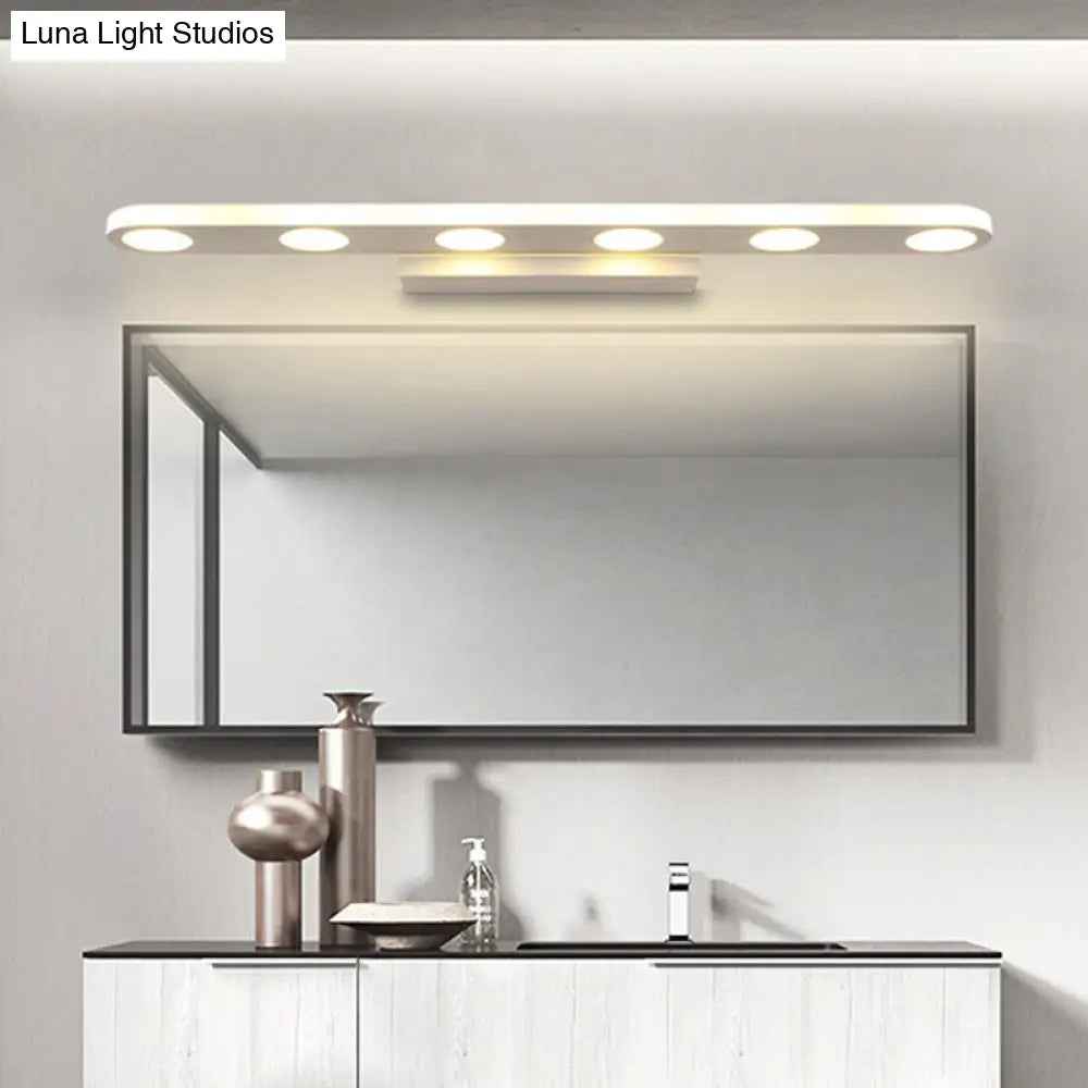 DecorBites™ Minimalist Oval Acrylic Vanity Light with 4/6 Bulbs in Warm/White - 15"/23" Length and White Finish