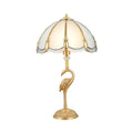 DecorBites™ Minimalist Peacock Feather Beveled Glass Table Lamp in Brass – 1-Light Living Room Nightstand Lighting