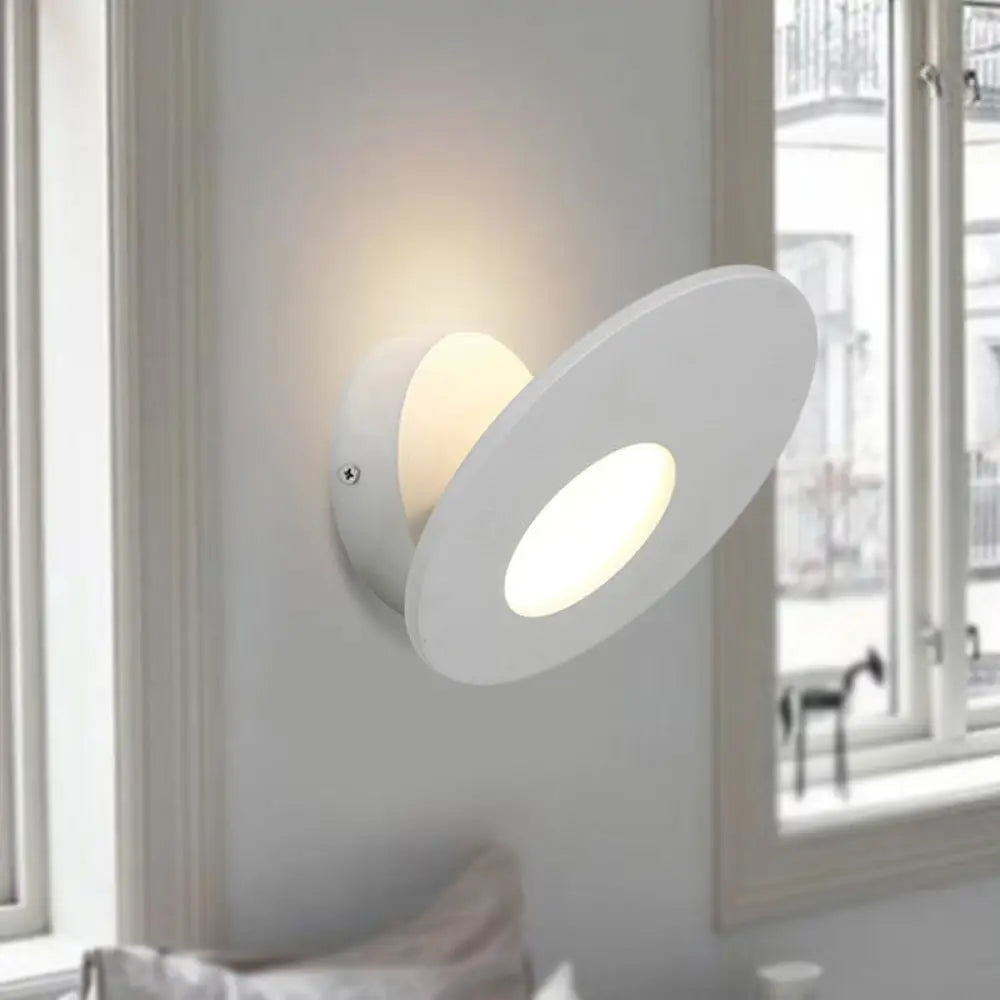 DecorBites™ Minimalist Round Acrylic Wall Sconce with Integrated LED for Bedroom - Black/White