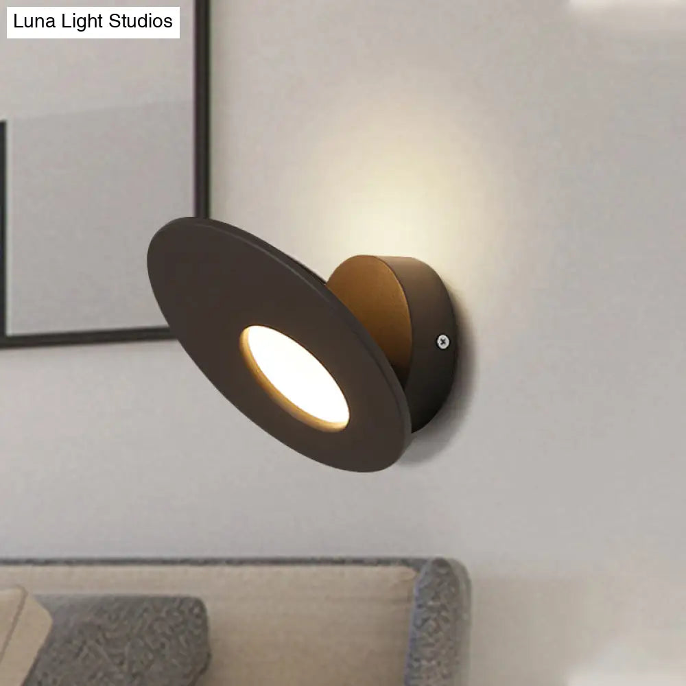 DecorBites™ Minimalist Round Acrylic Wall Sconce with Integrated LED for Bedroom - Black/White