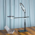 DecorBites™ Minimalist Round Iron Vanity Lighting: Black Finish LED Fill Light with Mobile Phone Holder