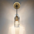 DecorBites™ Minimalist Single Light Brass Wall Mounted Sconce Lamp with Clear Crystal Facets
