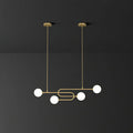 DecorBites™ Minimalist U-Shaped Gold Metal Suspension Light with Milky Glass Shade for Dining Room Island