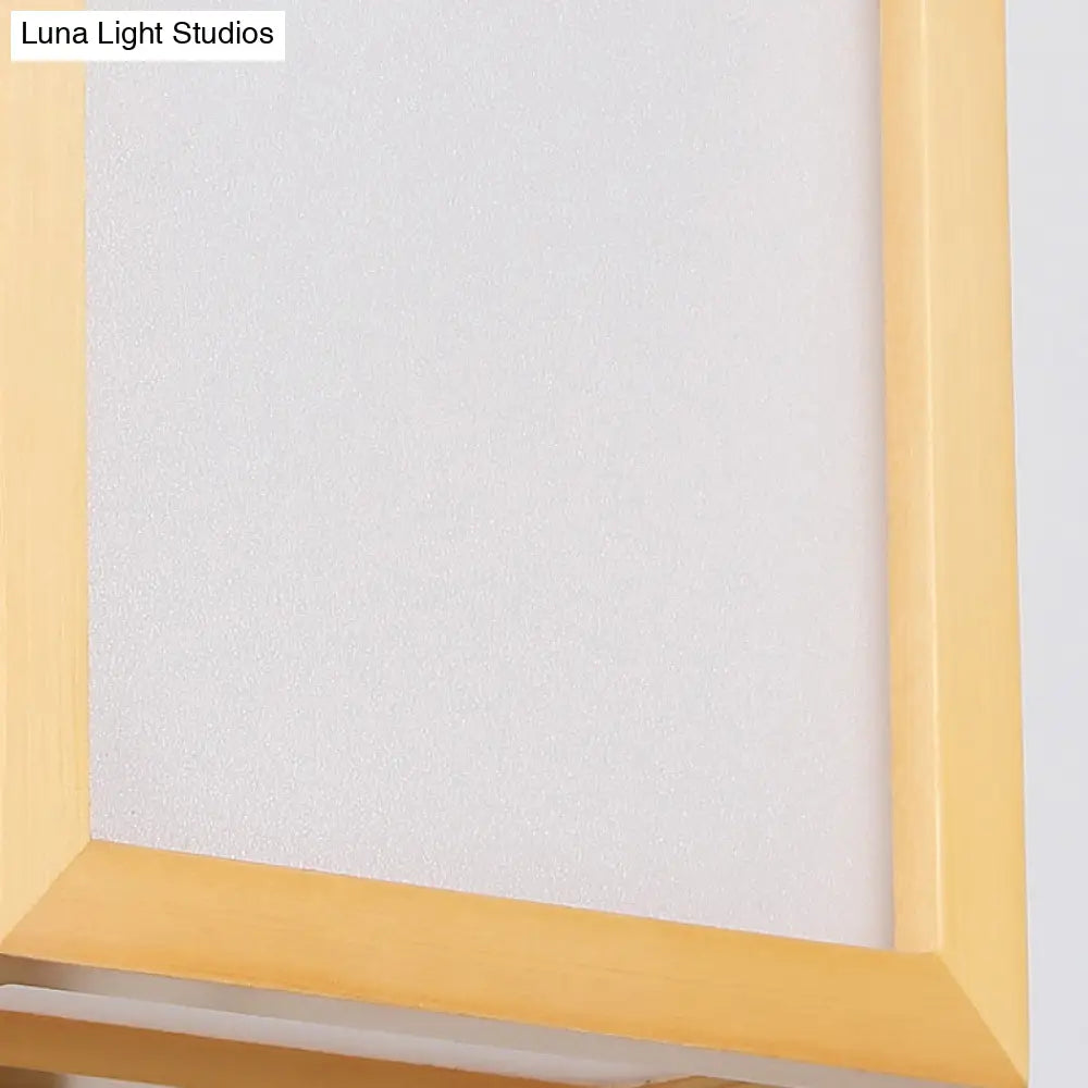 DecorBites™ Minimalist White Glass Wall Sconce: Rectangular 2-Head Light with Wooden Frame - Ideal for Corridors