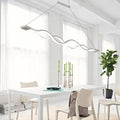 DecorBites™ Minimalist White LED Acrylic Pendant Lamp: Wavy Suspended Lighting Fixture for Table