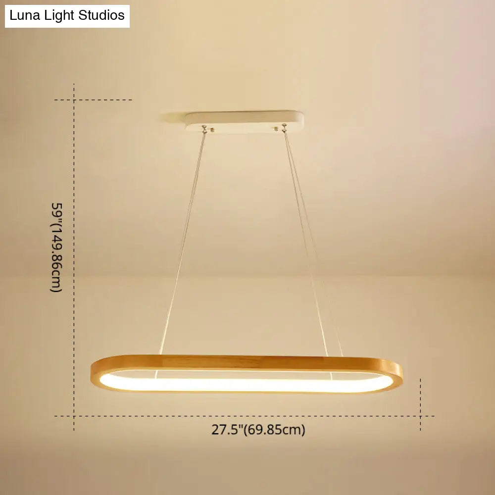 DecorBites™ Minimalist Wood Island Pendant LED Ceiling Light - Modern Elliptic Design for Living Room