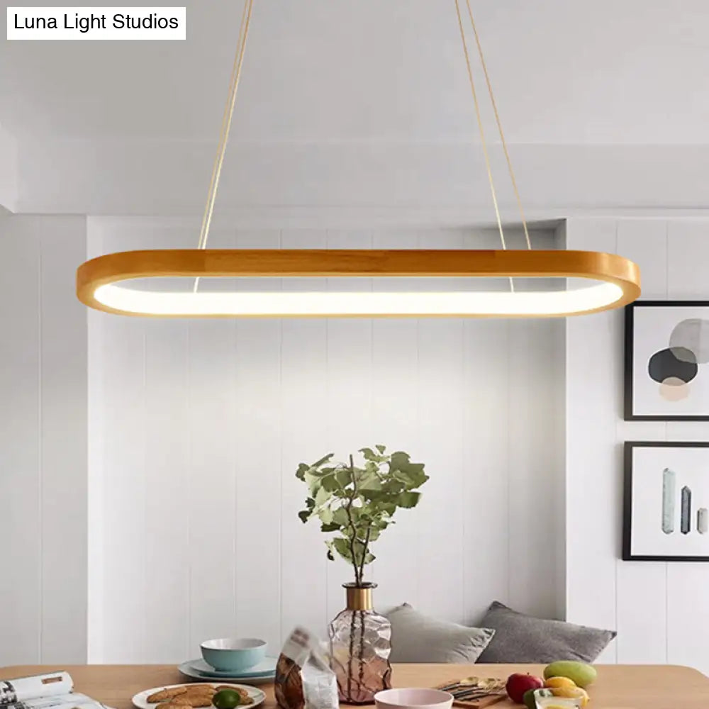 DecorBites™ Minimalist Wood Island Pendant LED Ceiling Light - Modern Elliptic Design for Living Room
