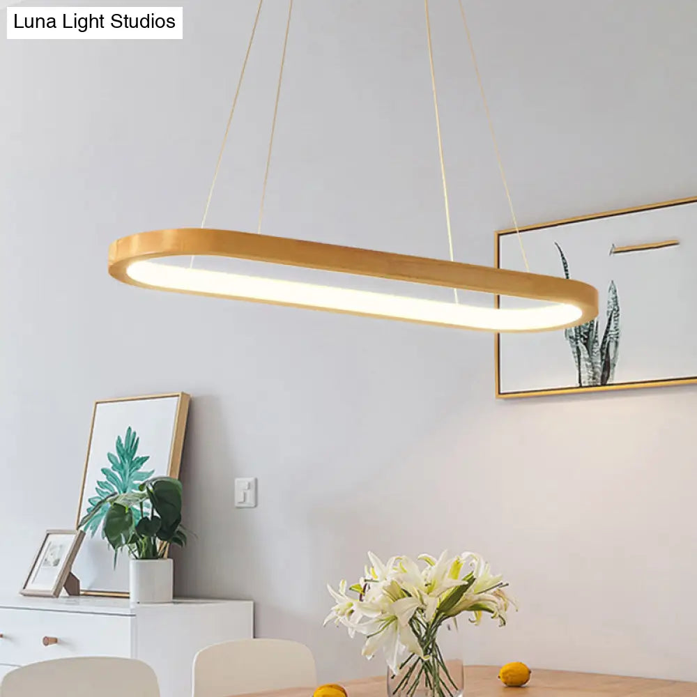 DecorBites™ Minimalist Wood Island Pendant LED Ceiling Light - Modern Elliptic Design for Living Room