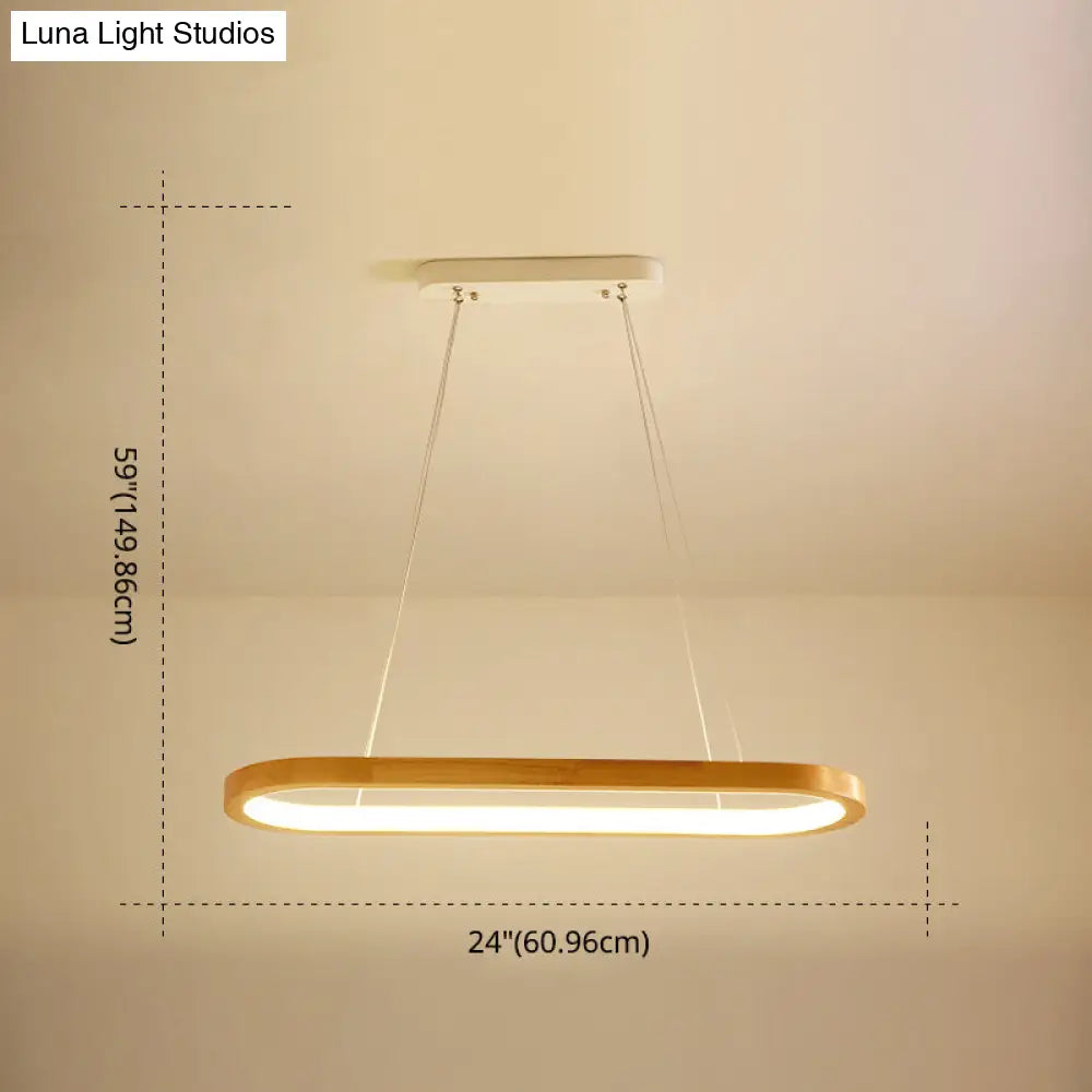 DecorBites™ Minimalist Wood Island Pendant LED Ceiling Light - Modern Elliptic Design for Living Room