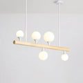 DecorBites™ Minimalist Wood Island Pendant Light with Opal Glass Balls - perfect for Restaurants