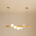 DecorBites™ Minimalist Wooden Island Pendant with Glass Sphere for Living Room Ceiling Lighting