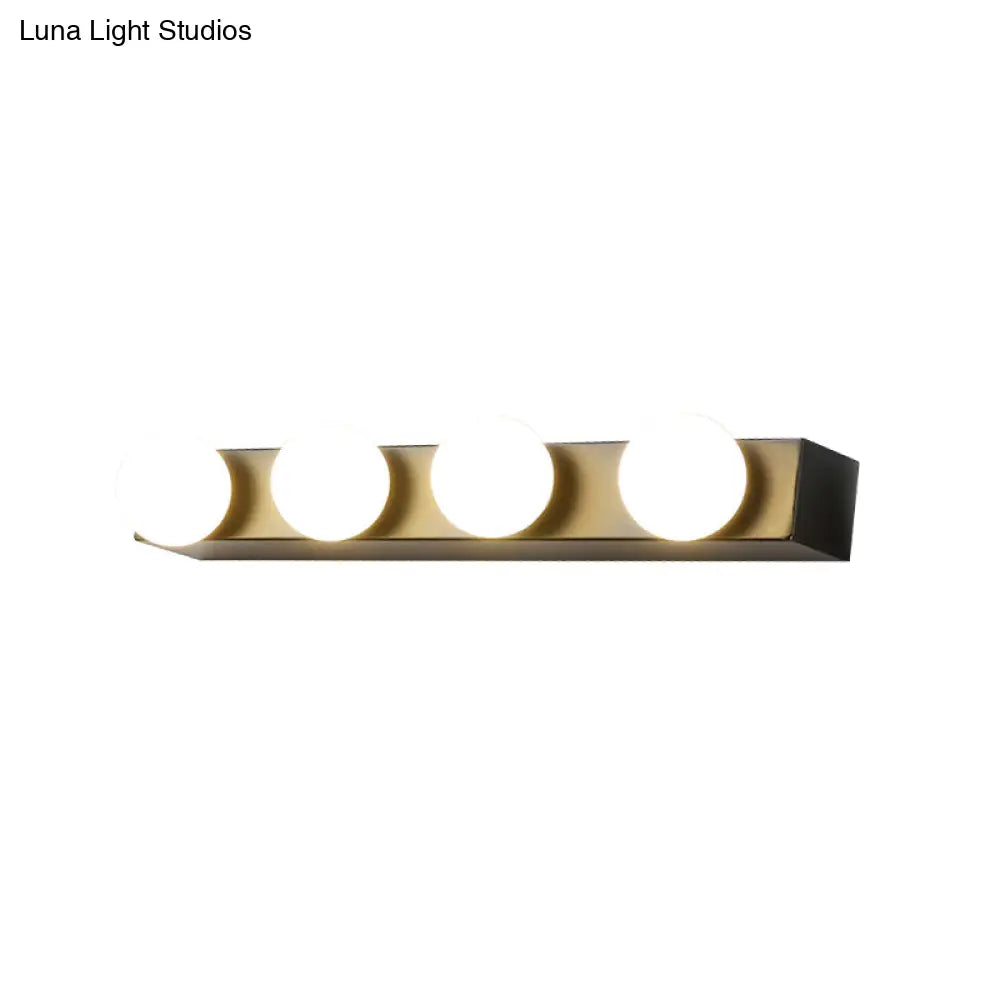 DecorBites™ Minimalistic Black/White Finish Vanity Lighting Fixture – Open Bulb, 4/5 Heads Metal Wall Light for Bathroom
