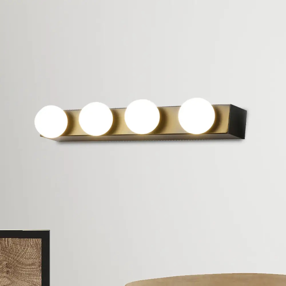 DecorBites™ Minimalistic Black/White Finish Vanity Lighting Fixture – Open Bulb, 4/5 Heads Metal Wall Light for Bathroom