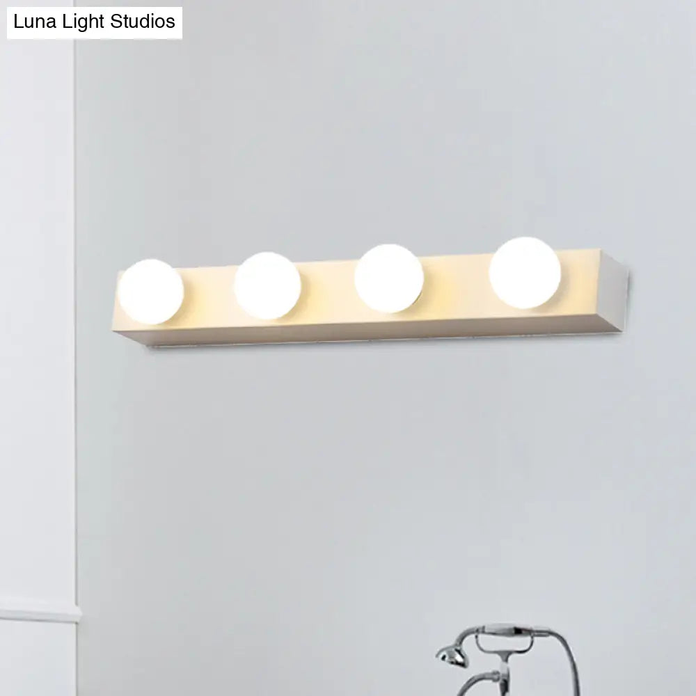 DecorBites™ Minimalistic Black/White Finish Vanity Lighting Fixture – Open Bulb, 4/5 Heads Metal Wall Light for Bathroom