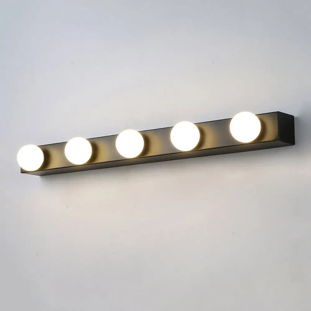 DecorBites™ Minimalistic Black/White Finish Vanity Lighting Fixture – Open Bulb, 4/5 Heads Metal Wall Light for Bathroom