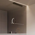 DecorBites™ Minimalistic Iron LED Island Light Fixture: Linear and Ring Design - Black Finish, 2-Head Hanging