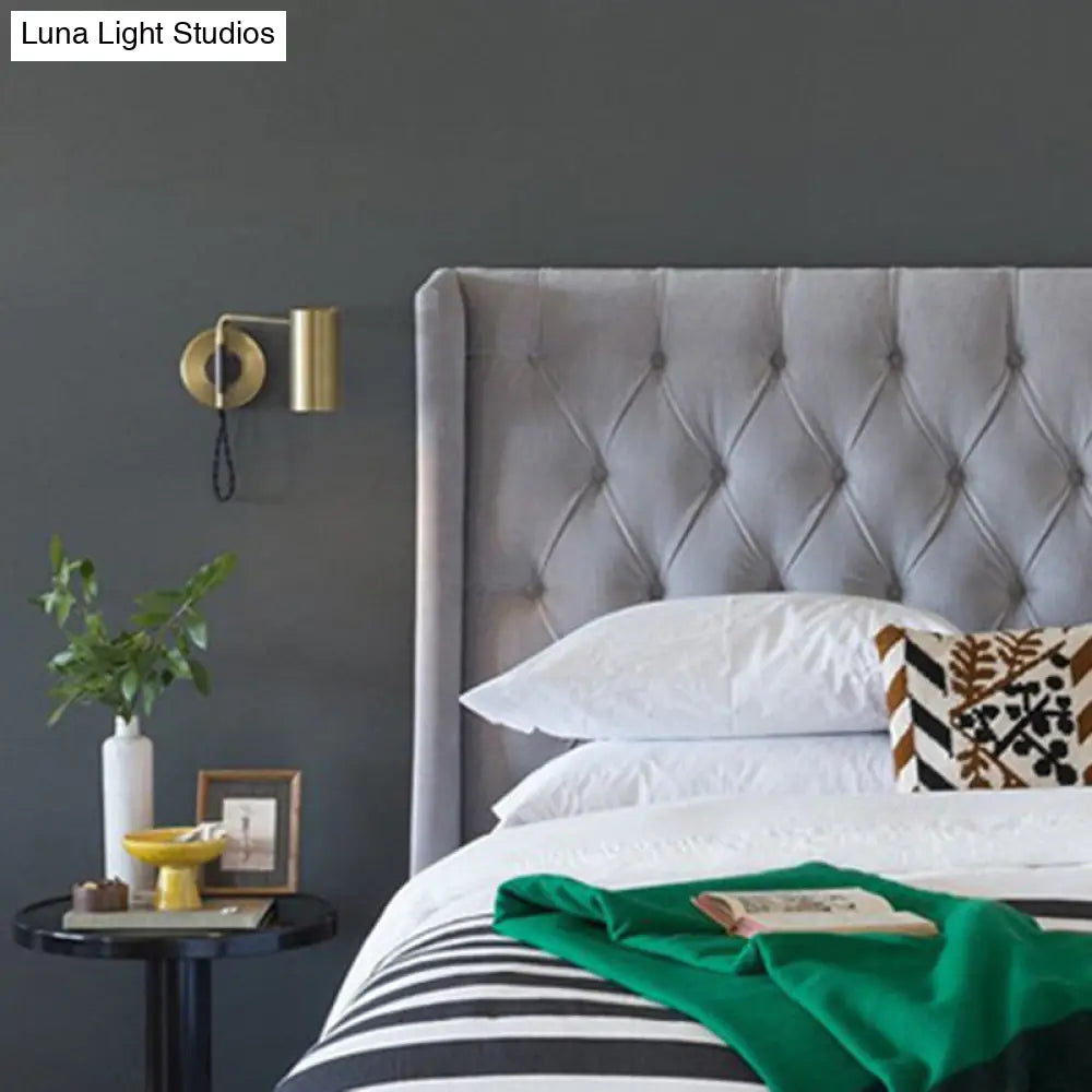 DecorBites™ Minimalistic Metal Adjustable Tubular Wall Lamp with 1-Light Bedside Spotlight