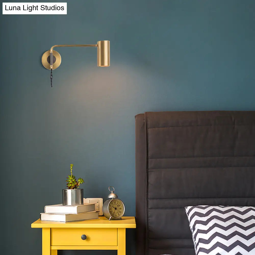 DecorBites™ Minimalistic Metal Adjustable Tubular Wall Lamp with 1-Light Bedside Spotlight