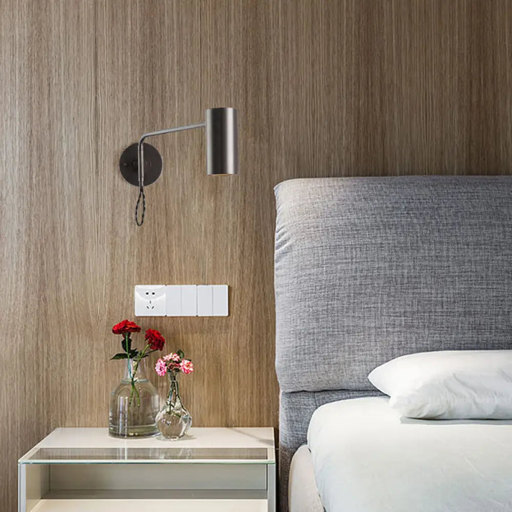 DecorBites™ Minimalistic Metal Adjustable Tubular Wall Lamp with 1-Light Bedside Spotlight
