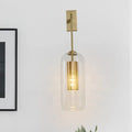 DecorBites™ Modern 1-Head Gold Wall Mount Light for Bedside - Clear Glass Capsule Sconce Fixture
