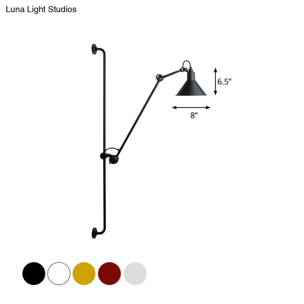 DecorBites™ Modern 1-Head Sconce Lighting with Metal Shade - Red/Yellow Conical Wall Mount Lamp for Bedside