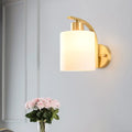 DecorBites™ Modern 1-Light Brass Cylinder Sconce with Milk Glass Shade - Wall Lighting Fixture