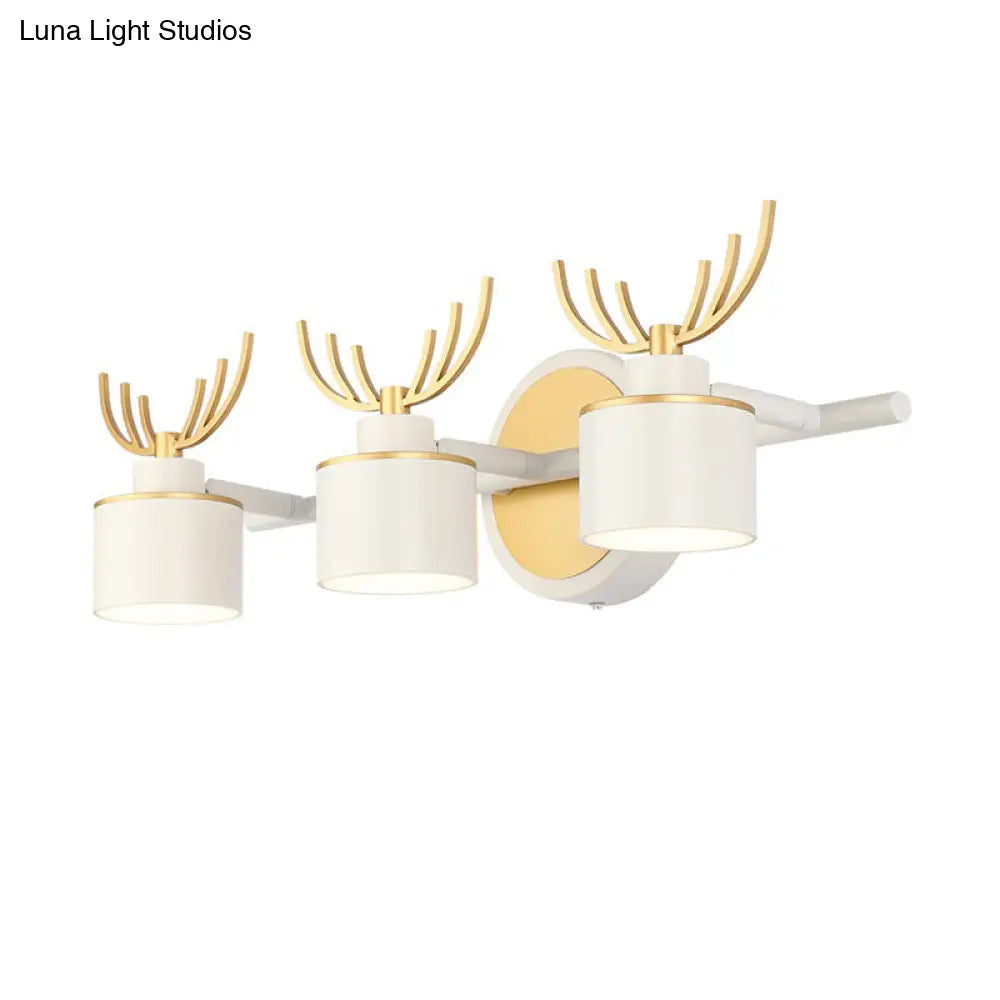 DecorBites™ Modern 2/3/4-Light White Cylindrical Vanity Lighting with Antler Design - Natural Light, LED Wall Mounted Fixture