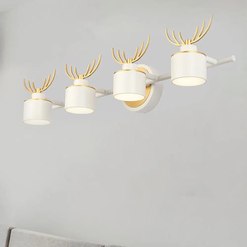 DecorBites™ Modern 2/3/4-Light White Cylindrical Vanity Lighting with Antler Design - Natural Light, LED Wall Mounted Fixture