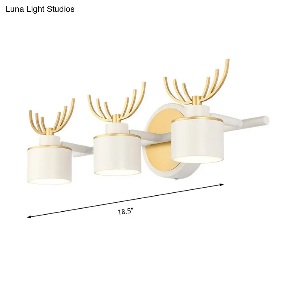 DecorBites™ Modern 2/3/4-Light White Cylindrical Vanity Lighting with Antler Design - Natural Light, LED Wall Mounted Fixture