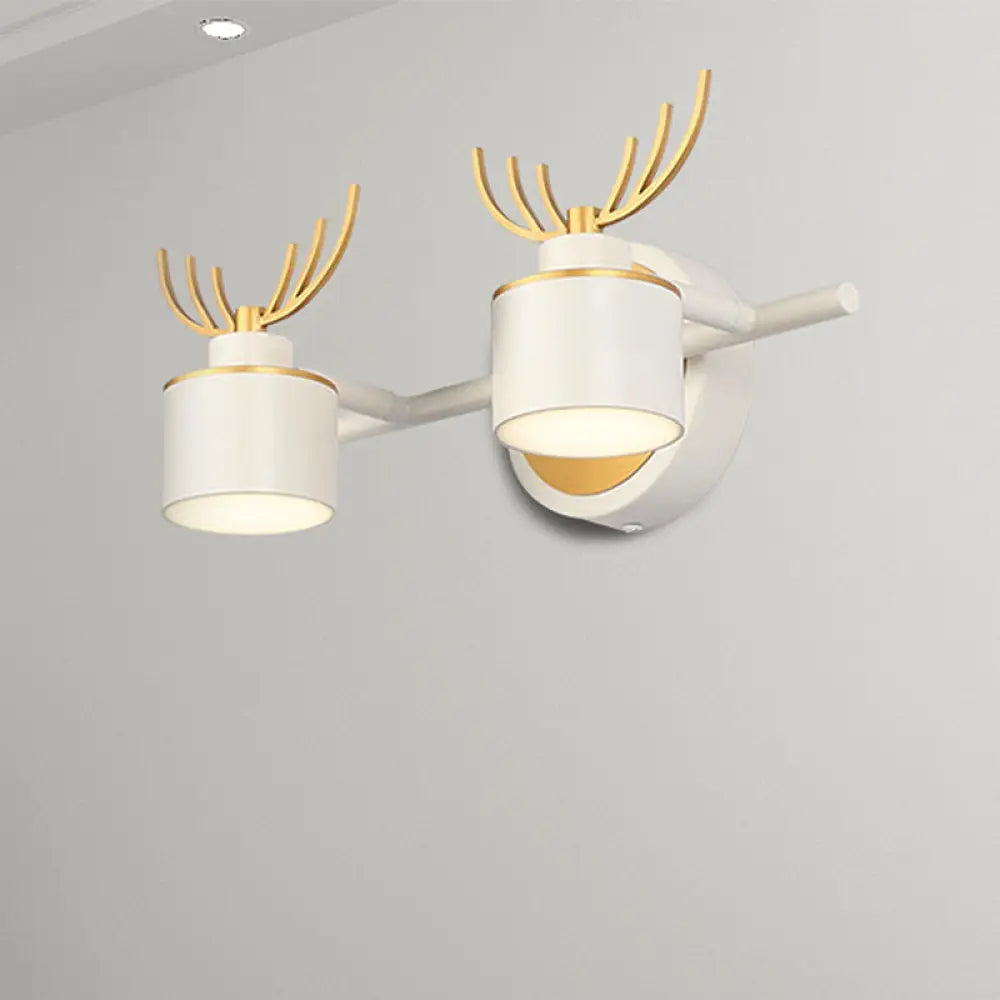 DecorBites™ Modern 2/3/4-Light White Cylindrical Vanity Lighting with Antler Design - Natural Light, LED Wall Mounted Fixture