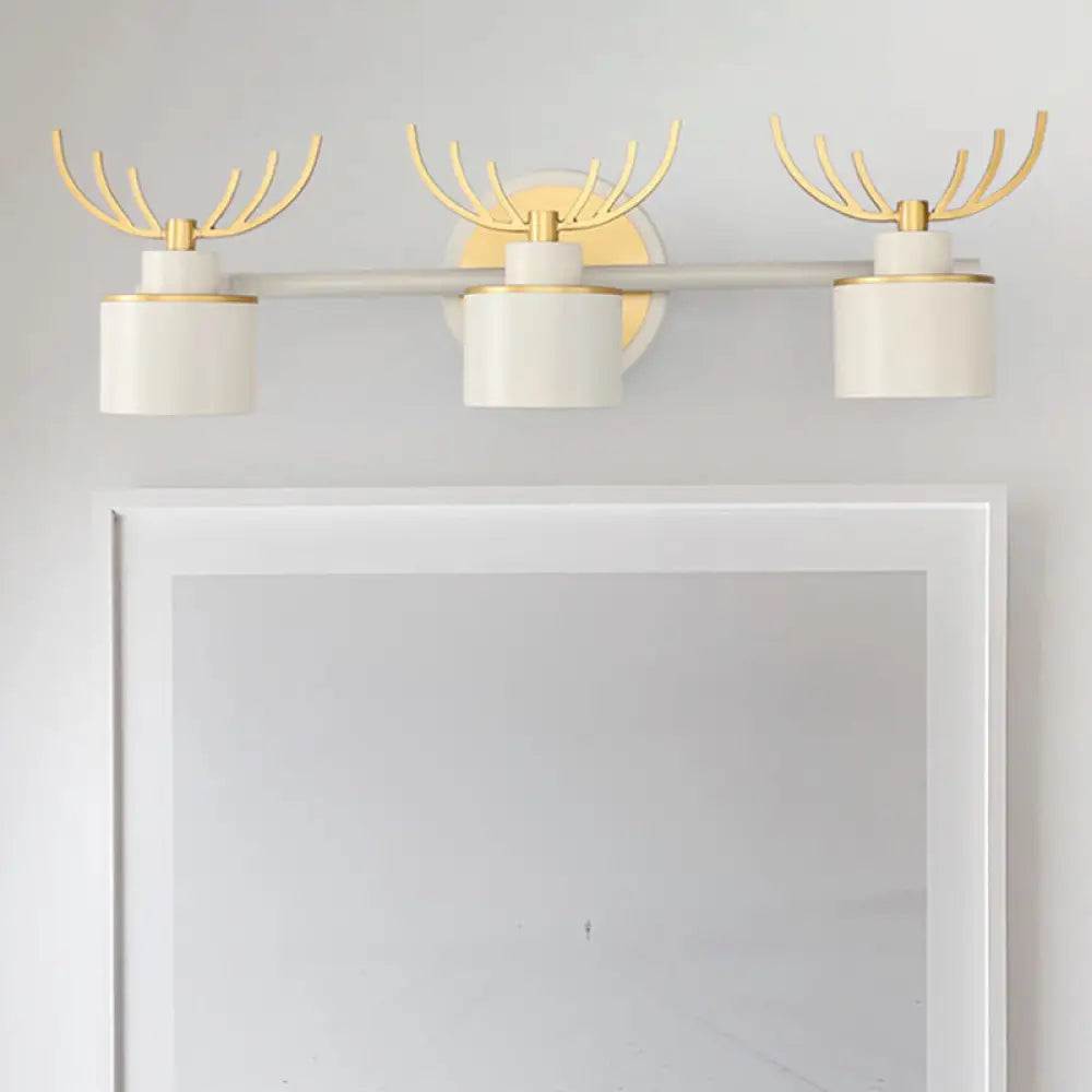 DecorBites™ Modern 2/3/4-Light White Cylindrical Vanity Lighting with Antler Design - Natural Light, LED Wall Mounted Fixture