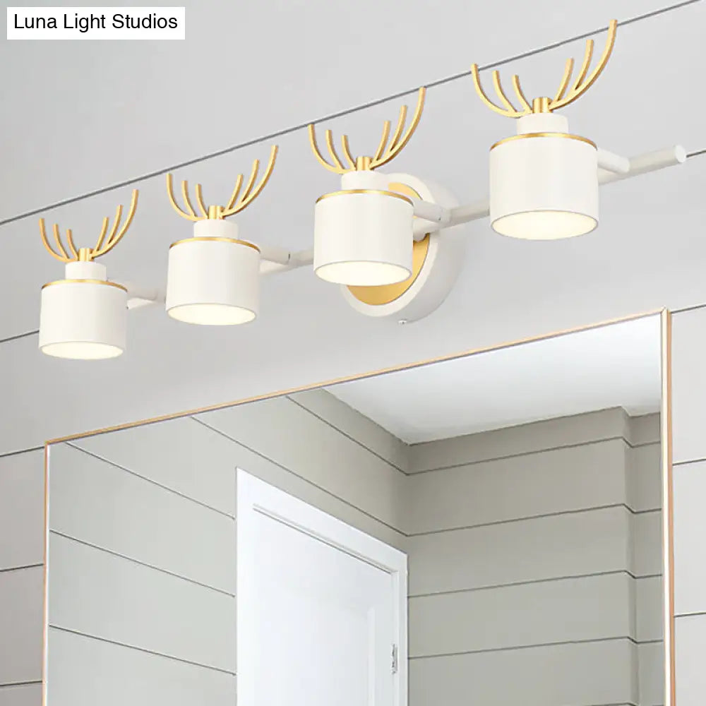 DecorBites™ Modern 2/3/4-Light White Cylindrical Vanity Lighting with Antler Design - Natural Light, LED Wall Mounted Fixture
