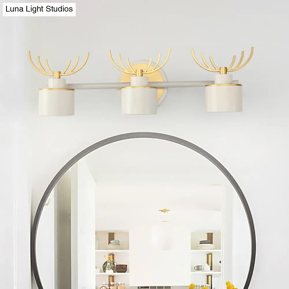 DecorBites™ Modern 2/3/4-Light White Cylindrical Vanity Lighting with Antler Design - Natural Light, LED Wall Mounted Fixture