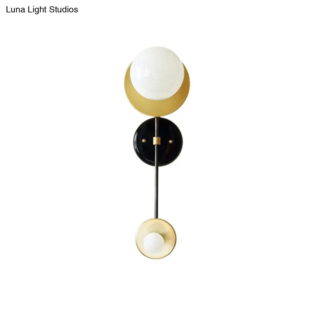 DecorBites™ Modern 2-Head Opal Glass Wall Sconce in Black and Gold