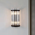 DecorBites™ Modern 2-Head Tri-Sided Crystal Rod Cylinder Wall Mount Sconce Light Fixture in Black/Gold