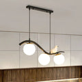 DecorBites™ Modern 3-Head Black Island Pendant Lamp with Clear/White Glass Shades and Pigeon Decor