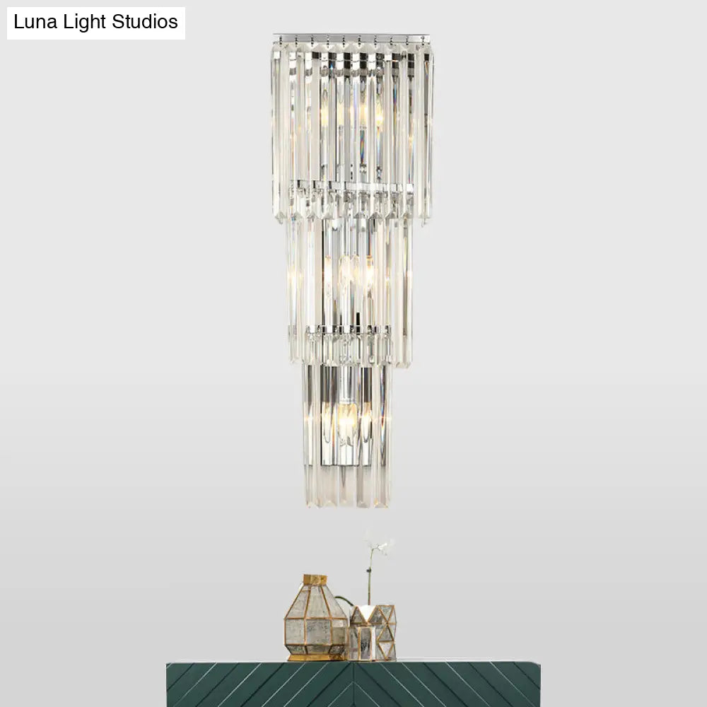 DecorBites™ Modern 3-Head Wall Sconce Light with Clear Glass Shades - Stylish Prismatic Design - Wall Mounted Lamp