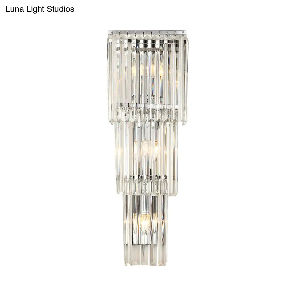 DecorBites™ Modern 3-Head Wall Sconce Light with Clear Glass Shades - Stylish Prismatic Design - Wall Mounted Lamp