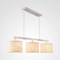 DecorBites™ Modern 3-Headed Fabric Island Light Fixture for Kitchen - Square/Drum Style, White Hanging Ceiling Light