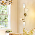 DecorBites™ Modern 4-Light Gold Metal Pencil Arm Wall Lamp with Glass Shades